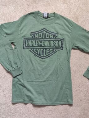 Harley-Davidson Green Long Sleeve Shield Logo Tee
